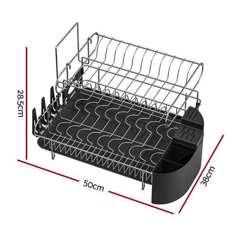 Photo 1 of Dish Drying Rack, Black - Large Dish Drainer Rack with Removable Utensil Holder, Drainboard & Swivel Spout - Modern Kitchen Utensil Organizer for Dishes, Spoons, Forks, Glasses - Rustproof Metal
