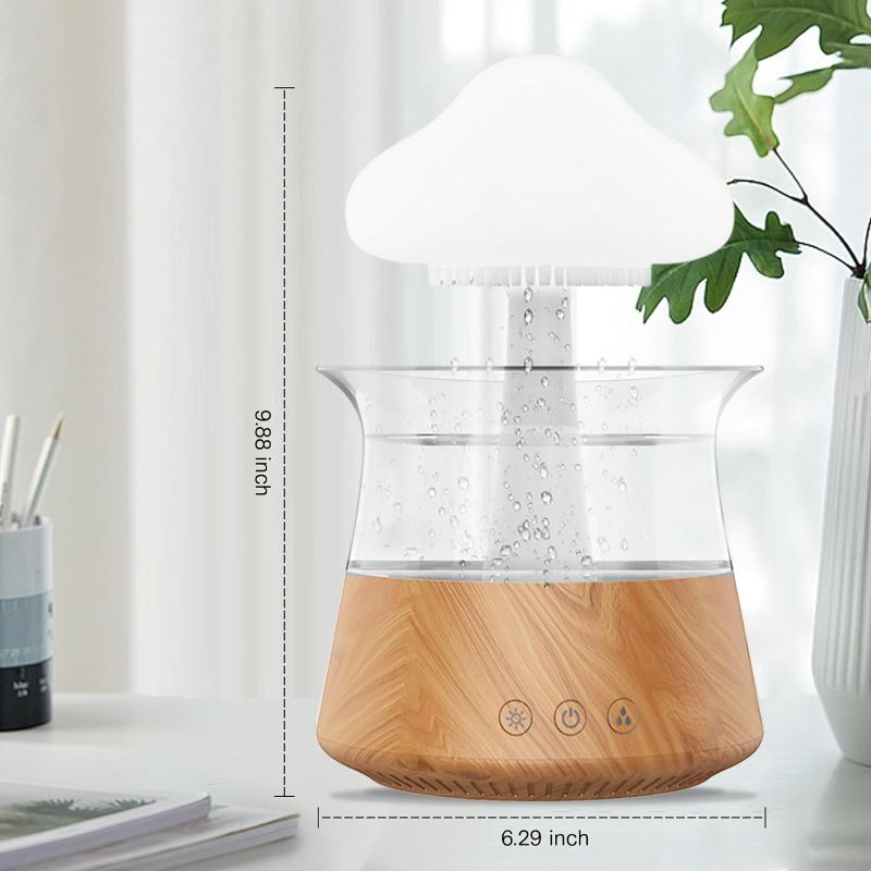 Photo 1 of Rain Cloud Humidifier Water Drip - Mushroom Aroma Diffuser, Essential Oil Diffusers, 300ml White Noise Aromatherapy Diffusers with 7 Colors Cloud Lights for Home, Large Room, Office - White
