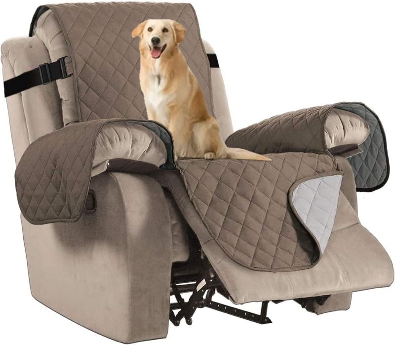 Photo 1 of H.VERSAILTEX Reversible Quilted Recliner Covers Recliner Chair Cover Water Resistant Furniture Protector Washable Couch Cover with Elastic Straps for Kids, Pets (Recliner, Taupe Brown/Beige)
