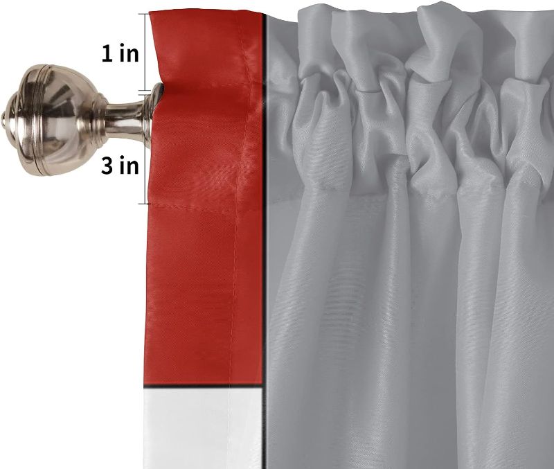 Photo 2 of Red Black Grey Tier Curtains 45 Inches Long, Modern Middle Century Rod Pocket Window Panels for Bedroom/Bathroom/Nursery, Color Block Small Short Half Drapes Cafe 55''x45'', 27.5W x 45L 2
