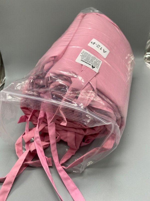 Photo 1 of Mesh Liner Breathable Baby Crib Liner Cotton Bum-per Pads for Boys Girls (Pink-TT)
