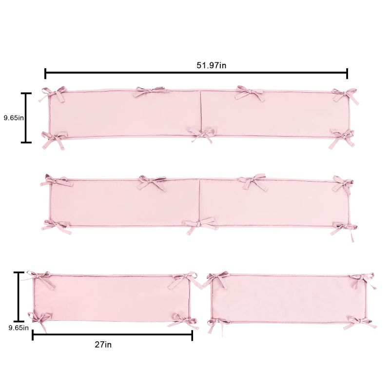 Photo 2 of Mesh Liner Breathable Baby Crib Liner Cotton Bum-per Pads for Boys Girls (Pink-TT)
