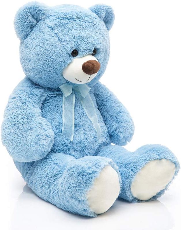 Photo 2 of 30 inch Big Teddy Bear Cute Giant Stuffed Animals Soft Plush Bear for Girlfriend Kids, Blue
