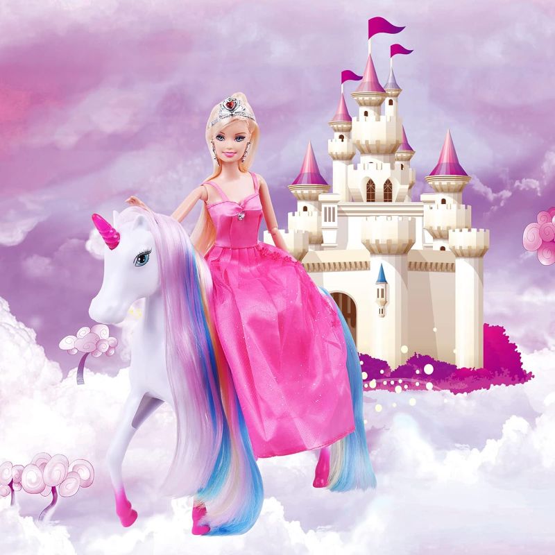 Photo 2 of BETTINA Magic Light Unicorn & Princess Doll, Unicorn Toys for Girls 3+, Unicorn Gifts for Christmas Birthday for Kids Aged 3 4 5 6 7 8
