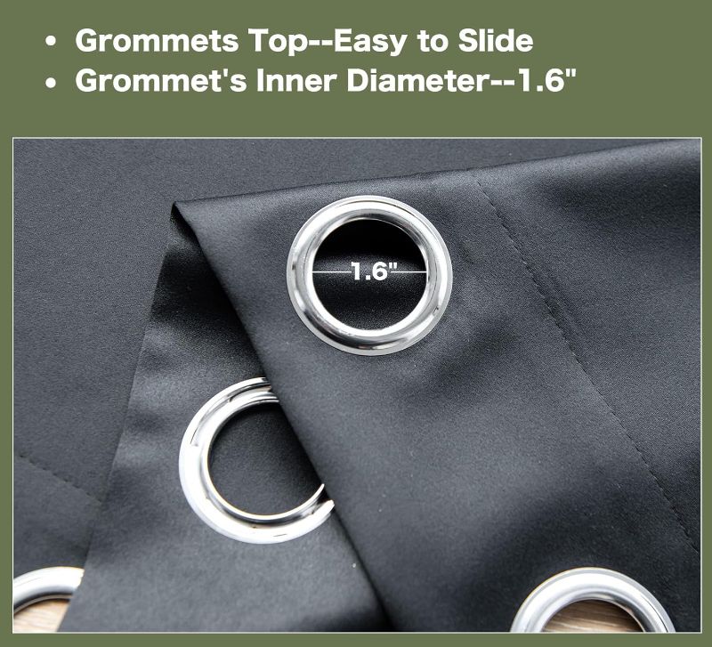 Photo 1 of 1 Blackout Curtains 84 INCHES Length,Grommet Doorway Privacy Thermal Insulated Room Darkening Light Blocking Vertical Curtains for Living Room/Bedroom/Sliding Door/Patio 1 Panel (Black,W52XL84)
