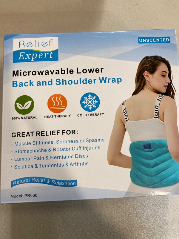 Photo 3 of Relief Expert Microwavable Heating Pad for Back Pain Relief, Menstrual Cramps Heating Pad Microwavable with Moist Heat for Back, Neck and Shoulder, Stomach, Unscented
