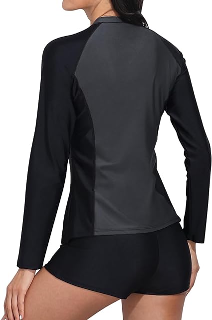 Photo 2 of (L) Daci Women Rash Guard Long Sleeve Zipper Swimshirt UPF 50 - no shorts
