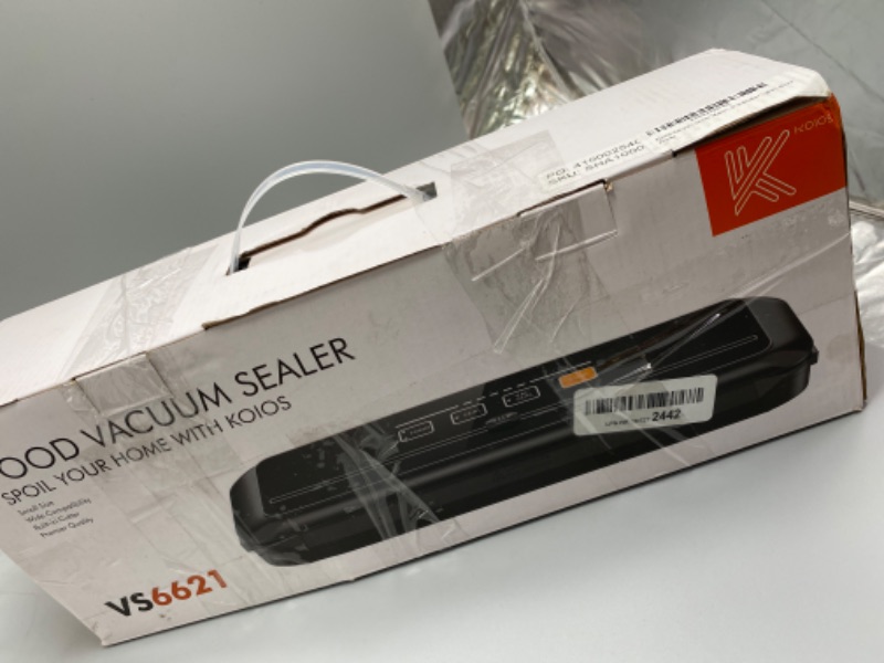 Photo 3 of KOIOS Vacuum Sealer Machine, 90Kpa Automatic Vacuum Air food sealer/Built-in Cutter Starter Kit, Dry & Moist Food Preservation Modes, Pulse Function, LED Indicator Lights, Black
