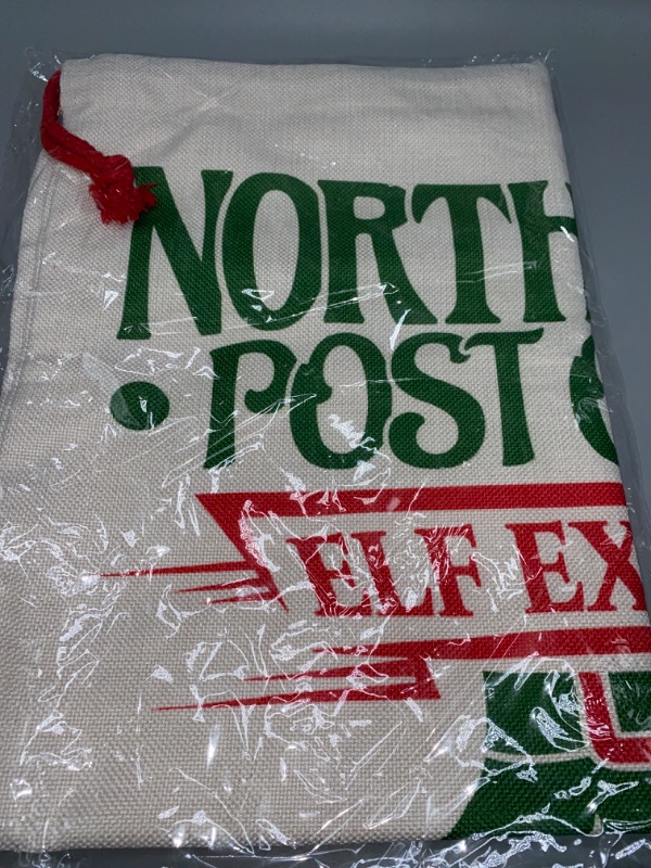 Photo 2 of Easy Sublimation Polyester Santa Sacks Large 19 Inches by 27 Inches- Just Add A Name (North Pole)
