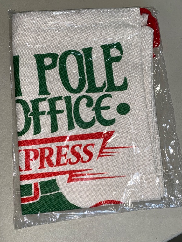 Photo 2 of Easy Sublimation Polyester Santa Sacks Large 19 Inches by 27 Inches- Just Add A Name (North Pole)
