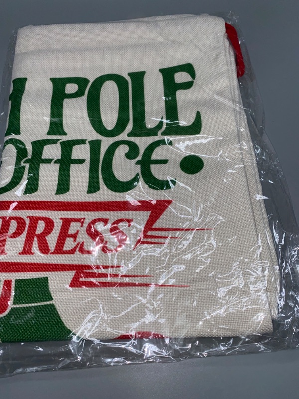 Photo 2 of Easy Sublimation Polyester Santa Sacks Large 19 Inches by 27 Inches- Just Add A Name (North Pole)
