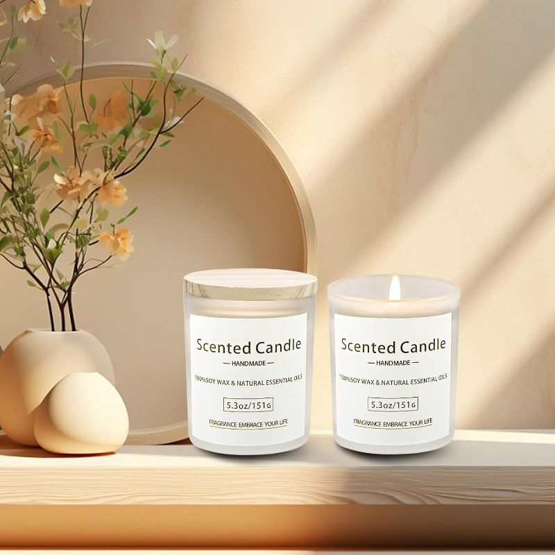 Photo 1 of 2 Pack Scented Candles, Gift for New Home Vanilla + Gardenia, Scented Jar Candle -Natural Aromatherapy Scented Candles, Long Lasting Soy Wax Candle, Festive,Stress Relief, Decor Aromatherapy Candles
