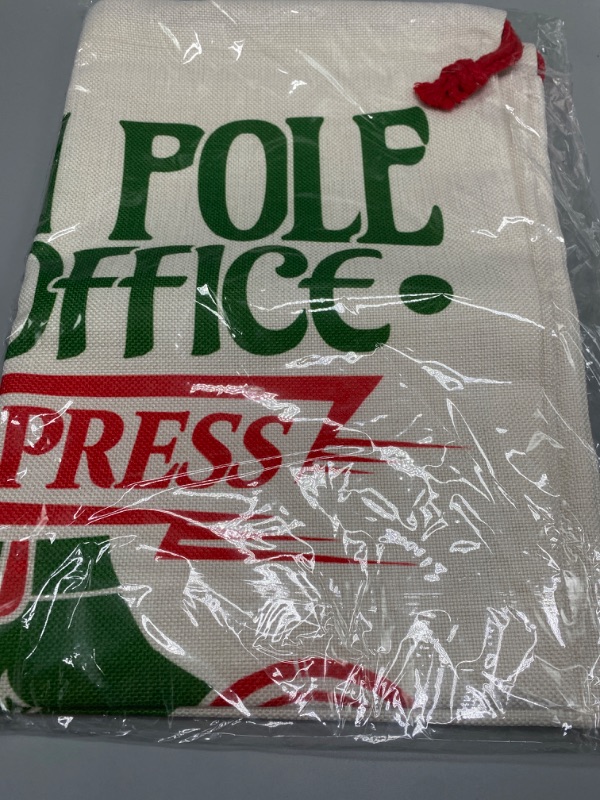 Photo 2 of Easy Sublimation Polyester Santa Sacks Large 19 Inches by 27 Inches- Just Add A Name (North Pole)
