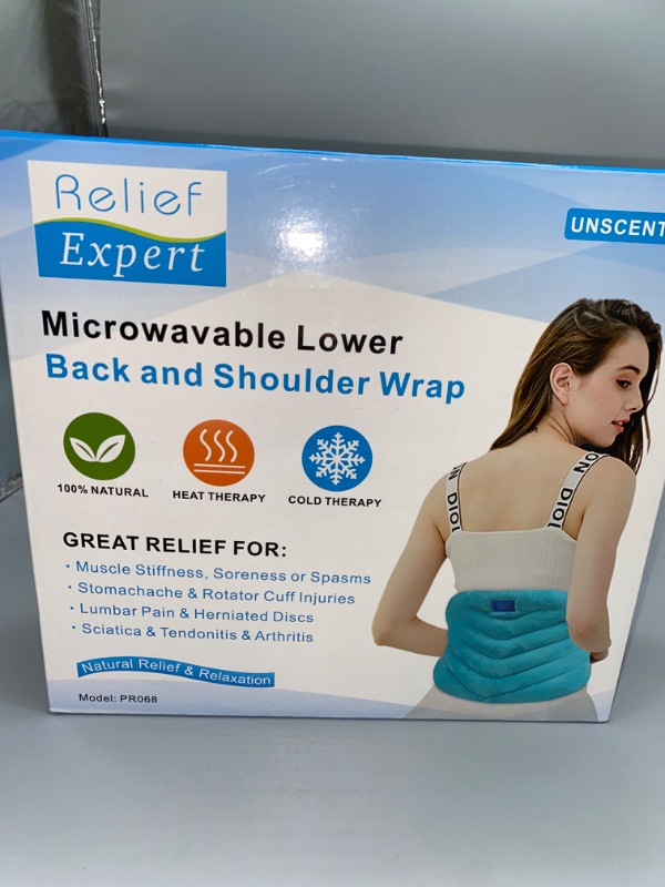 Photo 3 of Relief Expert Microwavable Heating Pad for Back Pain Relief, Menstrual Cramps Heating Pad Microwavable with Moist Heat for Back, Neck and Shoulder, Stomach, Unscented
