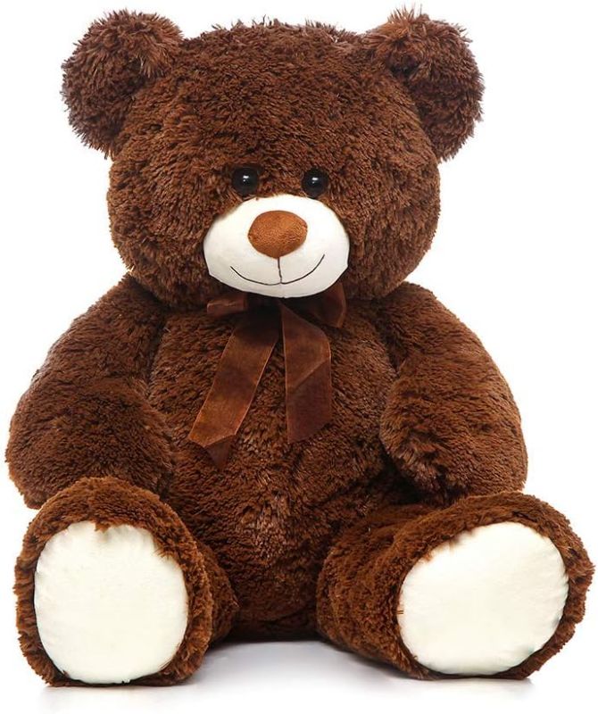 Photo 1 of 30 inch Big Teddy Bear Cute Giant Stuffed Animals Soft Plush Bear for Girlfriend Kids, Dark Brown
