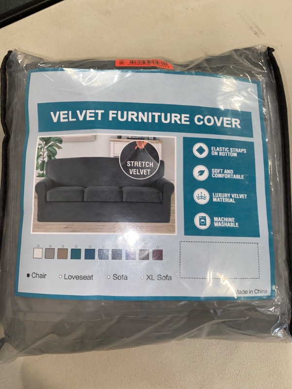 Photo 1 of H.VERSAILTEX 4 Pieces Thick Velvet Sofa Covers Couch Covers for 3 Cushion Couch Sofa High Stretch Slipcovers Furniture Protector Form Fit Luxury Couch Cover for Dogs Width Up to 90 Inch(Sofa,Grey)
