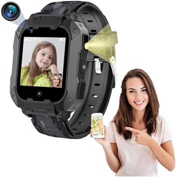 Photo 1 of cjc 4G Kids Smart Watch with GPS Tracker and Calling, HD Touch Screen Kids Cell Phone Watch Combines SMS, Voice, Video Call, SOS, WiFi, Pedometer Function, GPS Tracking Watch for Kids Boys Girls 6-12
