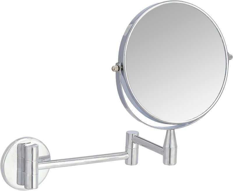 Photo 1 of Amazon Basics Wall Mount Round Vanity Mirror, 1X/5X Magnification, Silver, 12.8"L x 10"W