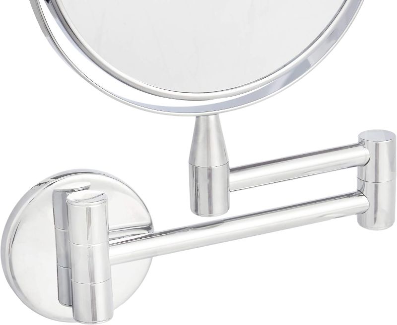 Photo 2 of Amazon Basics Wall Mount Round Vanity Mirror, 1X/5X Magnification, Silver, 12.8"L x 10"W
