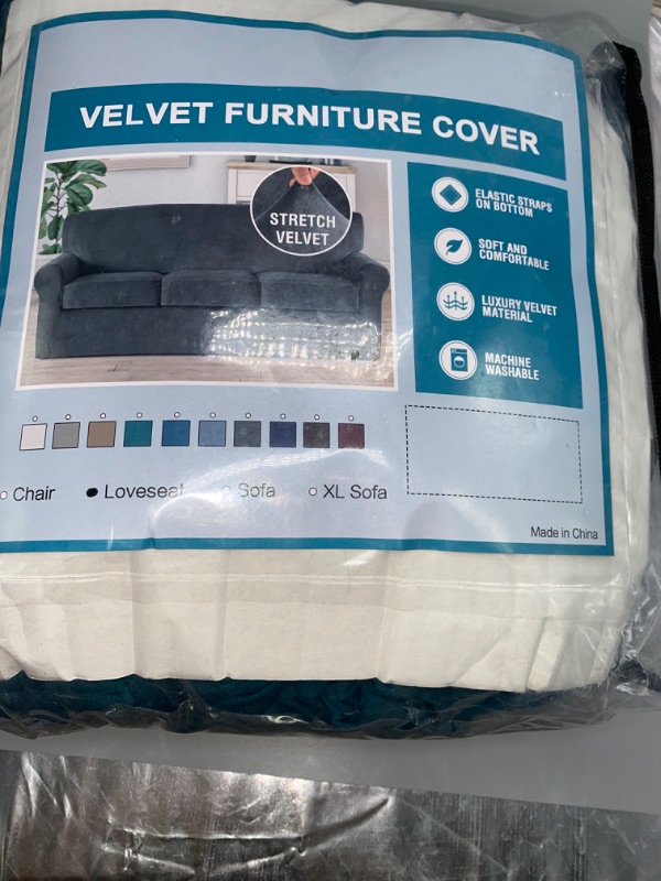 Photo 3 of Luxury Velvet Couch Cover 4 Piece Stretch Sofa Covers for 3 Cushion Couch Soft Spandex Sofa Slipcover Living Room Anti Slip Dogs Pet Furniture Protector (Deep Teal), 71"-91"(3 Cushions)
