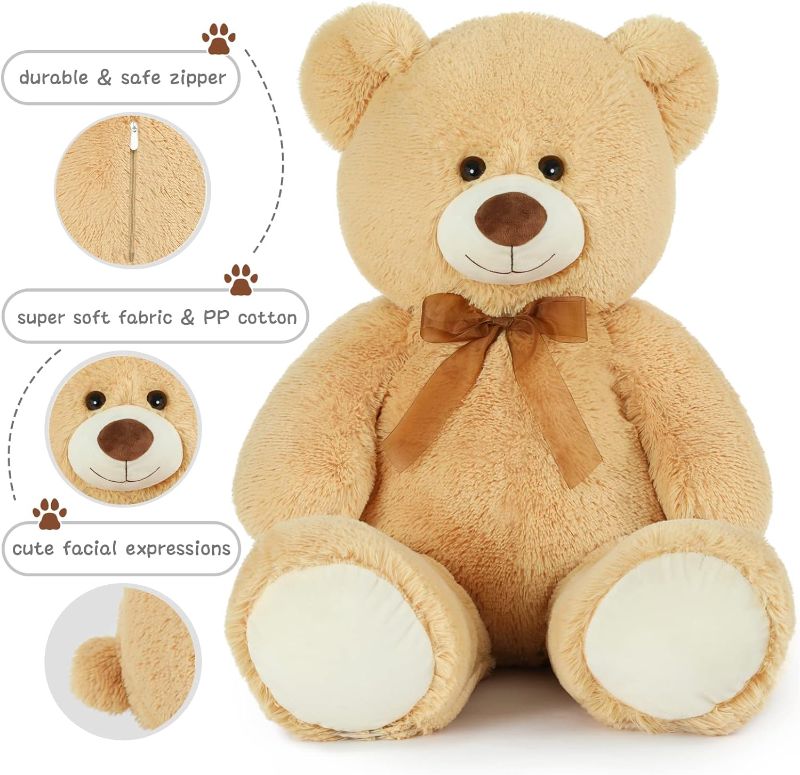 Photo 2 of 30 inch Big Teddy Bear Cute Giant Stuffed Animals Soft Plush Bear for Girlfriend Kids, Tan
