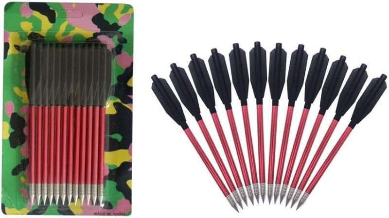 Photo 1 of 12PCS 6.5" Aluminum Crossbow Arrows with High Impact Bolts 50 & 80 lbs Bow Multi-Color Metal Points
