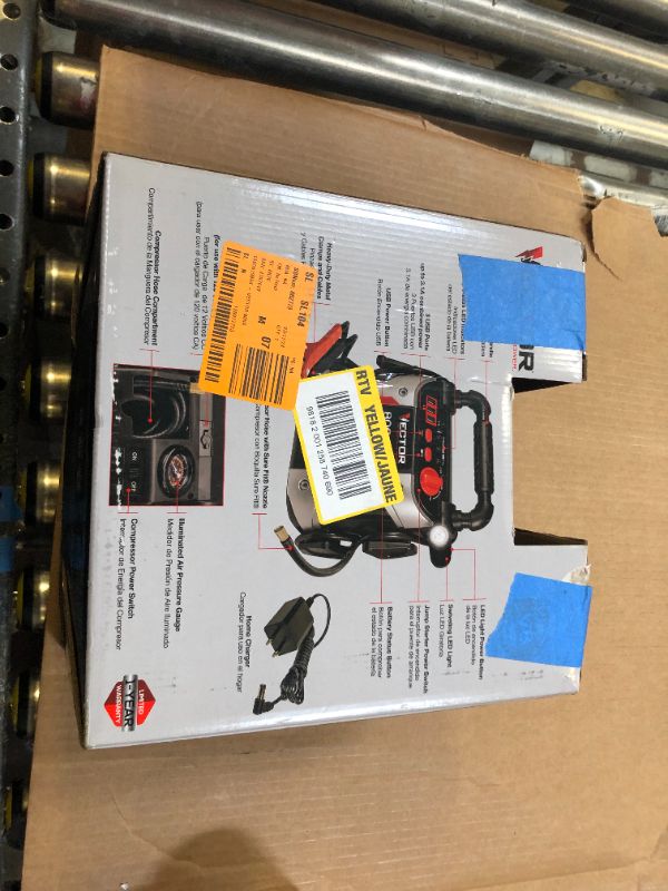 Photo 3 of **MISSING CORD** Vector J7cv 800 Peak Amp Portable Car Jump Starter 120 PSI Compressor