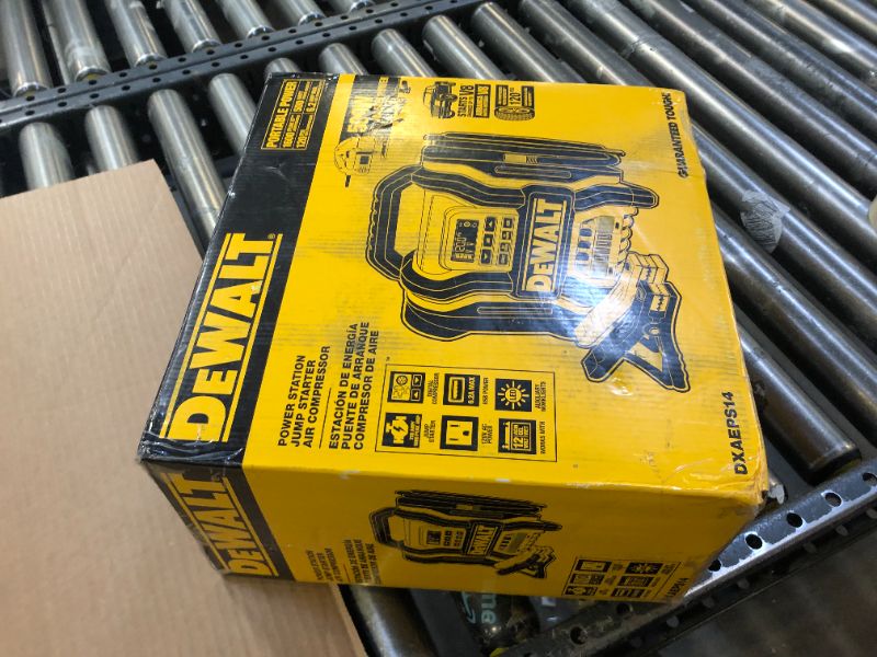 Photo 3 of DEWALT DXAEPS14 1600 Peak Battery Amp 12V Automotive Jump Starter/Power Station with 500 Watt AC Power Inverter, 120 PSI Digital Compressor, and USB Power , Yellow