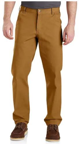 Photo 1 of Men's 36 x 32 in. Brown Cotton/Spandex Rugged Flex Relaxed Fit Duck Dungaree Pant
