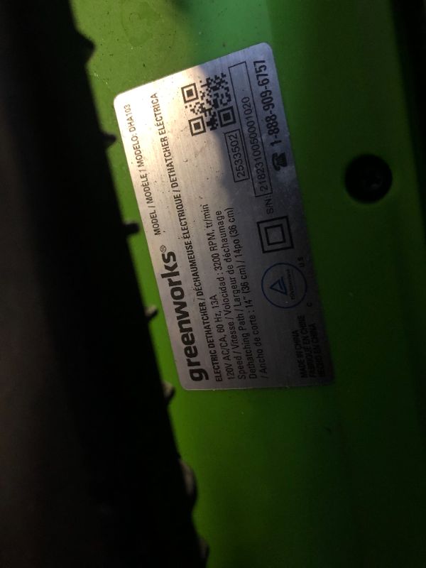 Photo 4 of Greenworks 13 Amp 14-Inch Corded Dethatcher / Scarifier, DT13B00
