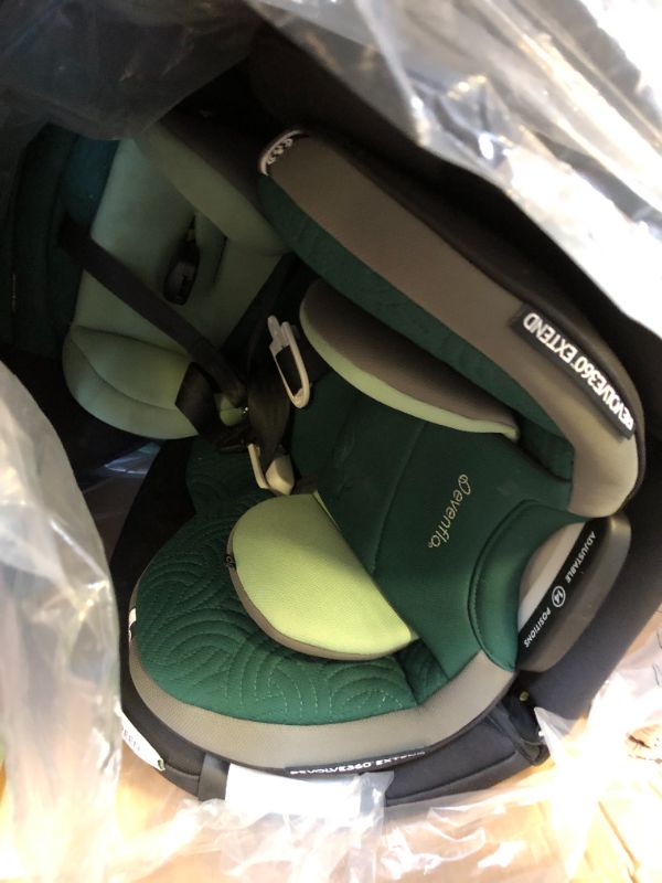 Photo 2 of Evenflo Gold Revolve360 Extend All-in-One Rotational Car Seat with Green & Gentle Fabric (Emerald Green) Revolve Extend Emerald Green