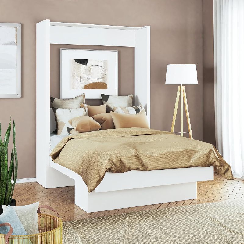 Photo 1 of Oakland Living Easy-Lift Full Murphy Wall Bed in White with Shelf White Full