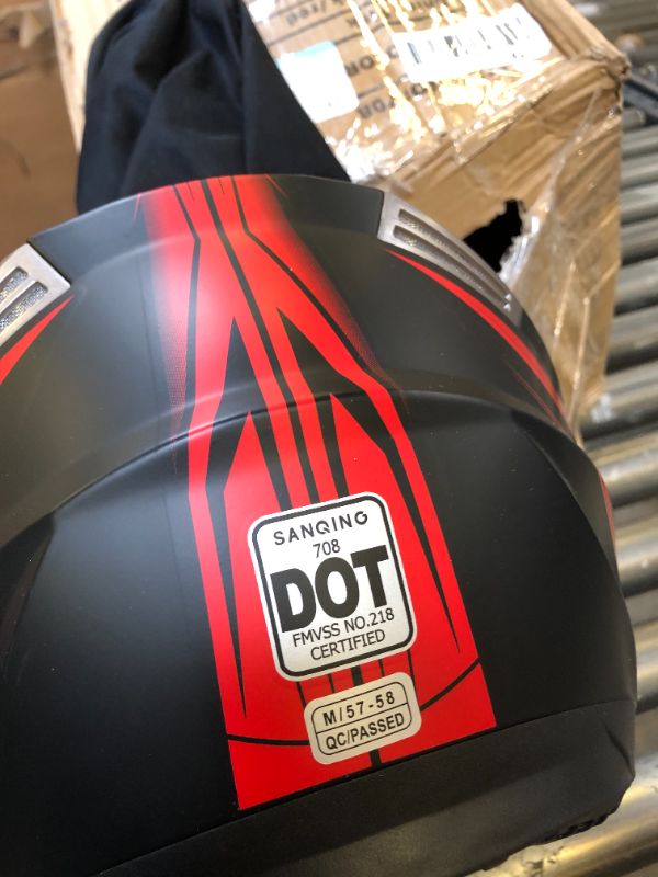 Photo 1 of Motorcycle Helmet,Adult Open-face Motorbike Helmet Double Visor 3/4 Open Face Sun Shield Scooter Street Dirt Bike Helmet DOT Approved Medium RED