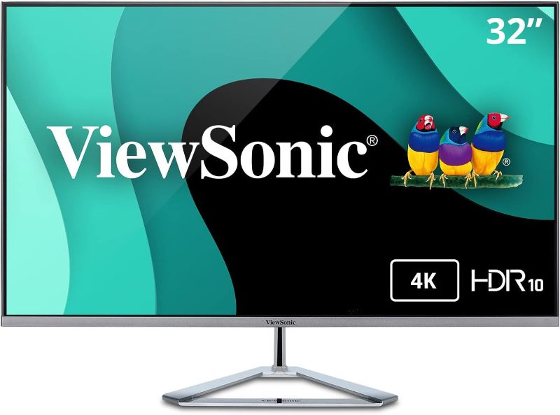 Photo 1 of ViewSonic VX3276-4K-MHD 32 Inch 4K UHD Monitor with Ultra-Thin Bezels, HDR10 HDMI and DisplayPort for Home and Office
