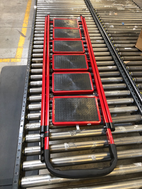 Photo 2 of 1.8m Red Herringbone Ladder 6 Steps Folding Ladder Thickening Telescopic Steel Climbing Ladder Multifunctional Herringbone Ladder Bearing 150kg