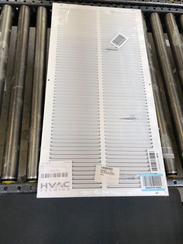Photo 2 of 14"w X 30"h Steel Return Air Grilles - Sidewall and Ceiling - HVAC Duct Cover - White [Outer Dimensions: 15.75"w X 31.75"h]