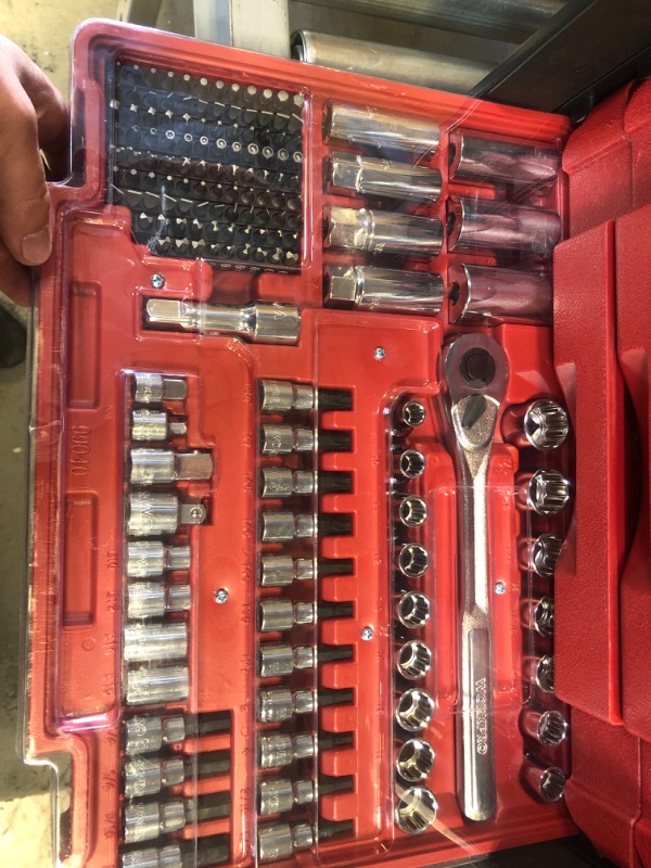 Photo 7 of WORKPRO 450-Piece Mechanics Tool Set, Universal Professional Tool Kit with Heavy Duty Case Box
missing a couple of items inside, see pictures for more details.