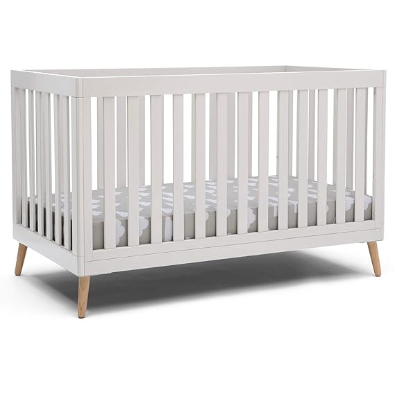 Photo 1 of Essex 4-in-1 Convertible Baby Crib, Bianca White with Natural Legs