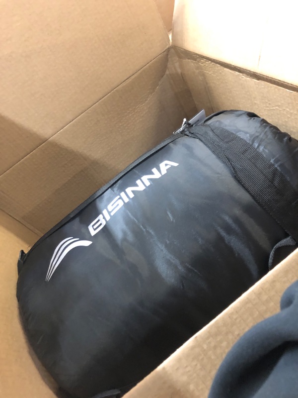 Photo 2 of BISINNA XXL Sleeping Bag(90.55"x39.37") for Big and Tall Adults,3-4 Seasons Plus Size Warm and Comfortable Waterproof Lightweight Sleeping Bag Great for Camping Backpacking Hiking Indoor & Outdoor Navy 1.5kg Left Zip 3 Season