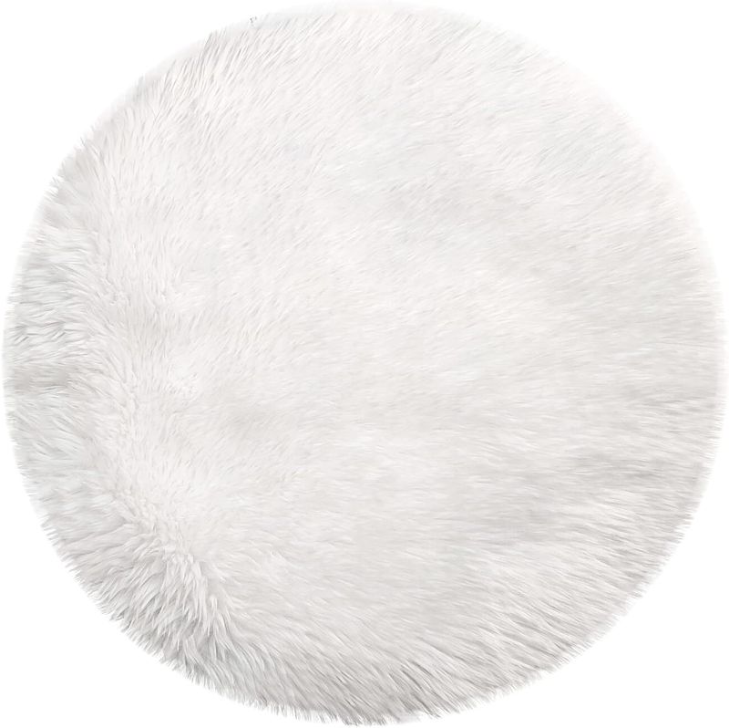 Photo 1 of Newborn Photography Furry Props Girl Boy, Small Soft Faux Fur Fluffy Baby Photo Photoshoot Props Mat,Product Decor Photo Studio Posing Rug (23.6X 23.6 inch Round, White)

