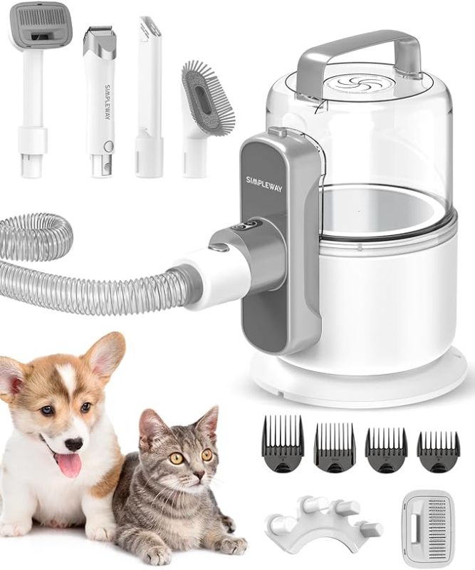 Photo 1 of Pet Grooming Vacuum, 6 in 1 Dog Grooming Kit with 3 Suction Mode and Large Capacity Dust Cup, Dog Vacuum for Shedding Grooming and Pet Vacuum for Dog Hair at Home (White)