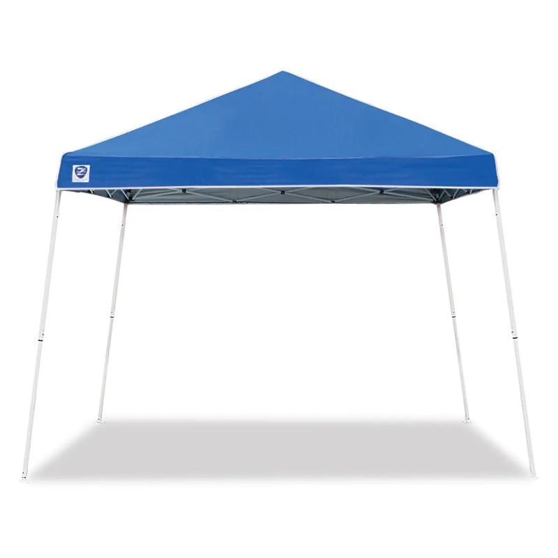 Photo 1 of Z-Shade 10 x 10 Foot Angled Leg Instant Shade Outdoor Canopy Tent Portable Gazebo Shelter for Camping or Backyard Grilling BLUE 
