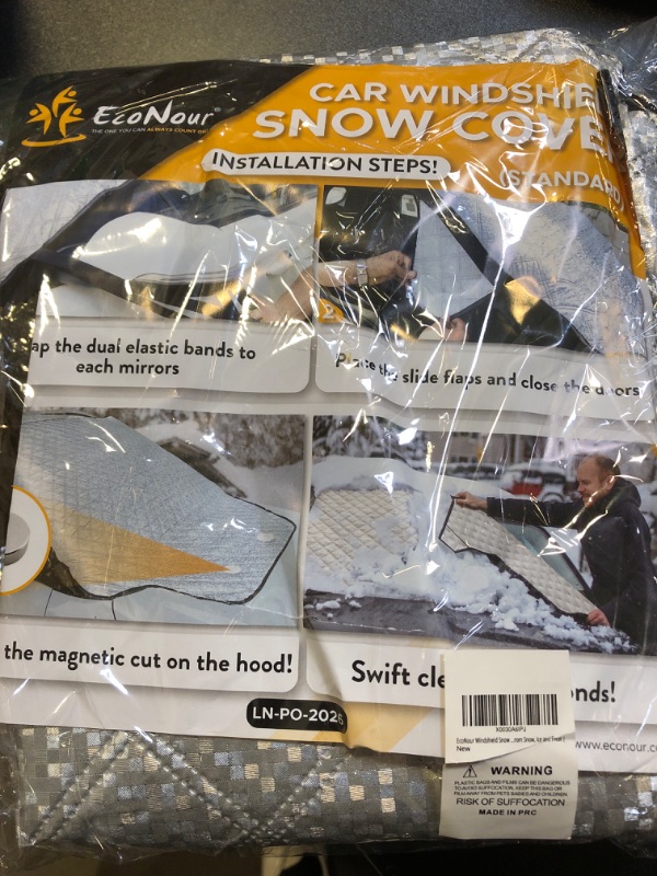 Photo 2 of EcoNour PEVA Magnetic Car Windshield Covers for Winter | Four-Layered Car Windshield Snow Cover for Ice and Snow Protection | Car Cover Waterproof All Weather Protection | Standard (69 x 48 inches)