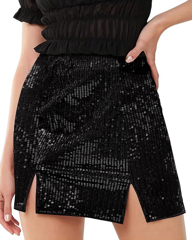 Photo 1 of kolagri mini short skirt black glitter size large 