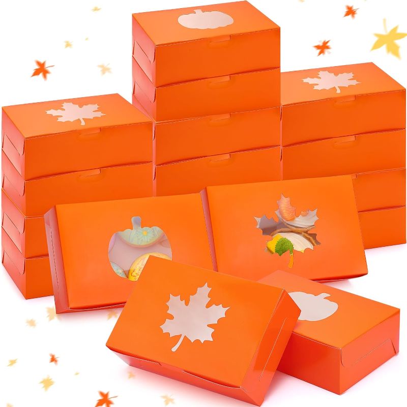 Photo 1 of 120 Pcs Fall Cookie Boxes Bulk with Window, 9'' x 6'' x 3'' Thanksgiving Bakery Boxes Fall Treat Boxes Cupcake Container Gift Wrapping Box for Candy Fall Harvest Party Favor Pastries
