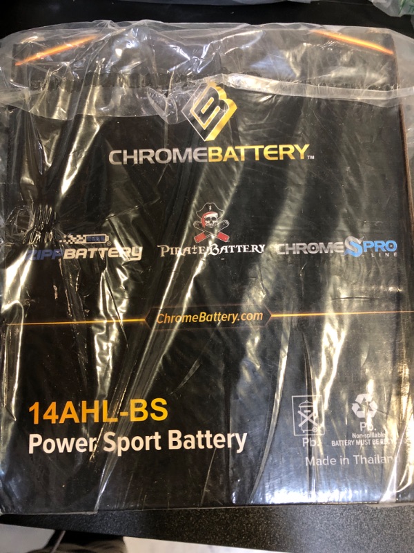 Photo 2 of Chrome Battery YTX14AHL-BS Maintenance Free Replacement Battery for ATV, Motorcycle, Personal Watercraft, Scooter, and Snowmobile: 12 Volts, 1.2 Amps, 12Ah, Nut and Bolt (T3) Terminal