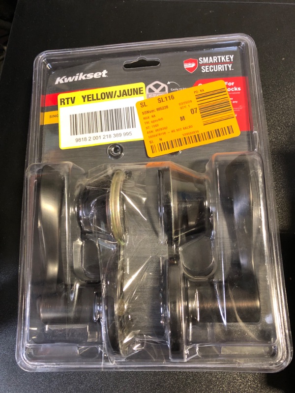 Photo 1 of Kwikset SmartKey Security Venetian Bronze Lever and Single Cylinder Deadbolt KW1 2-3/4 in.