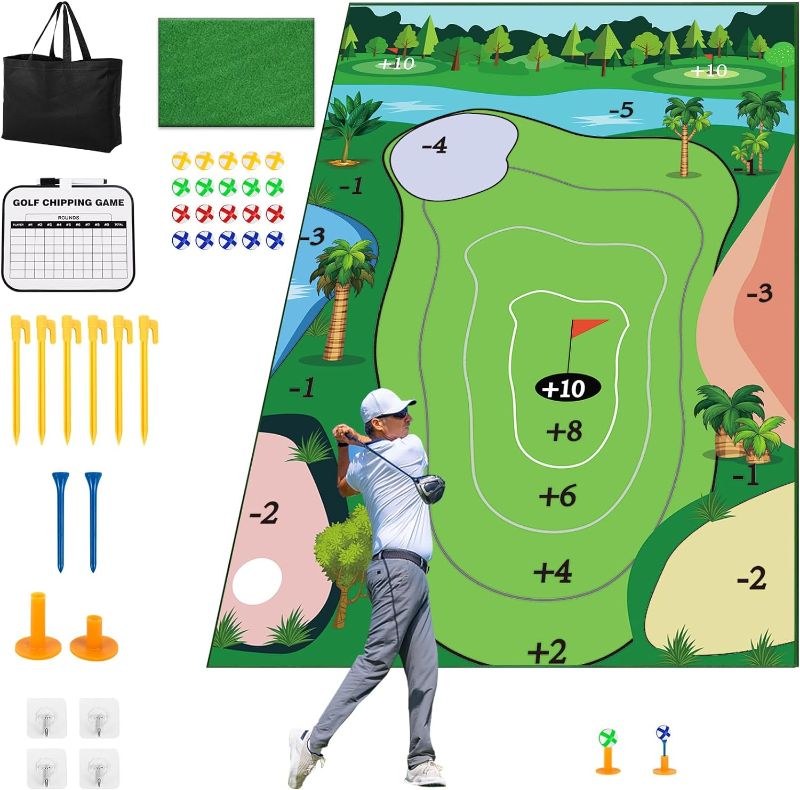 Photo 1 of Golf Chipping Game 6x4 Ft Battle Royale Golf Game Indoor Outdoor Golf Game Set Game Mats Velcro Golf Chipping Game
