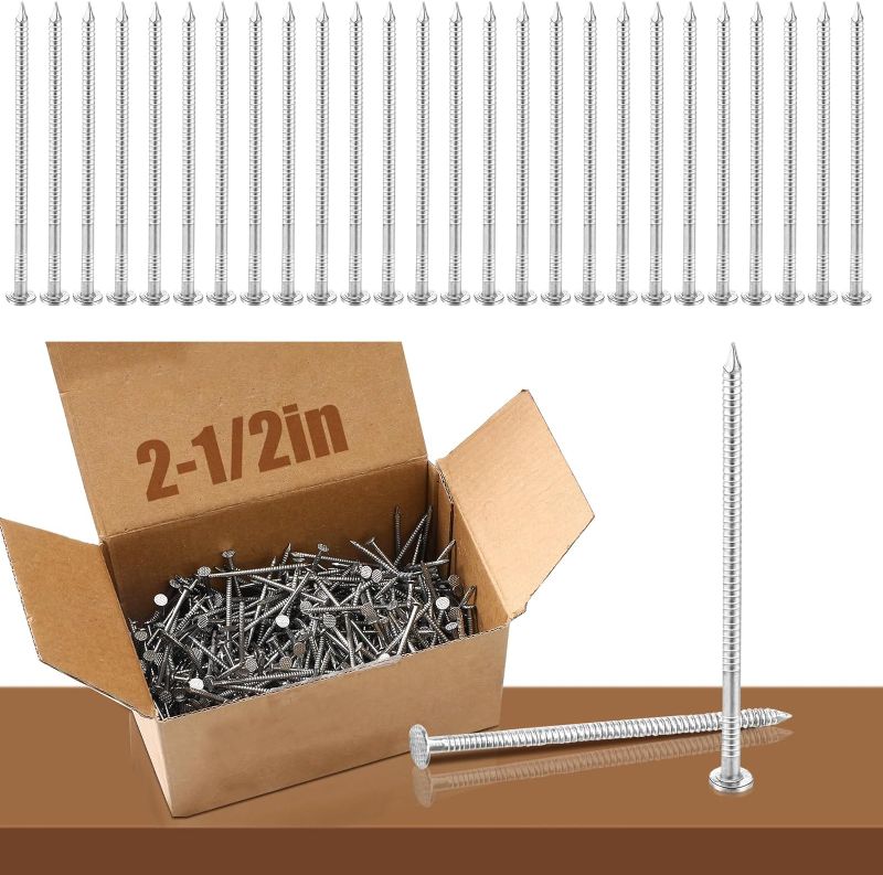 Photo 1 of 2 Pound Box Siding Nails Roofing Tile and Slating Nails Rust Resistant 304 Stainless Steel Nails Hardware Nails for Redwood, Cedar Wood Siding Nail, Decking, Roof Slating(2-1/2 Inch)
