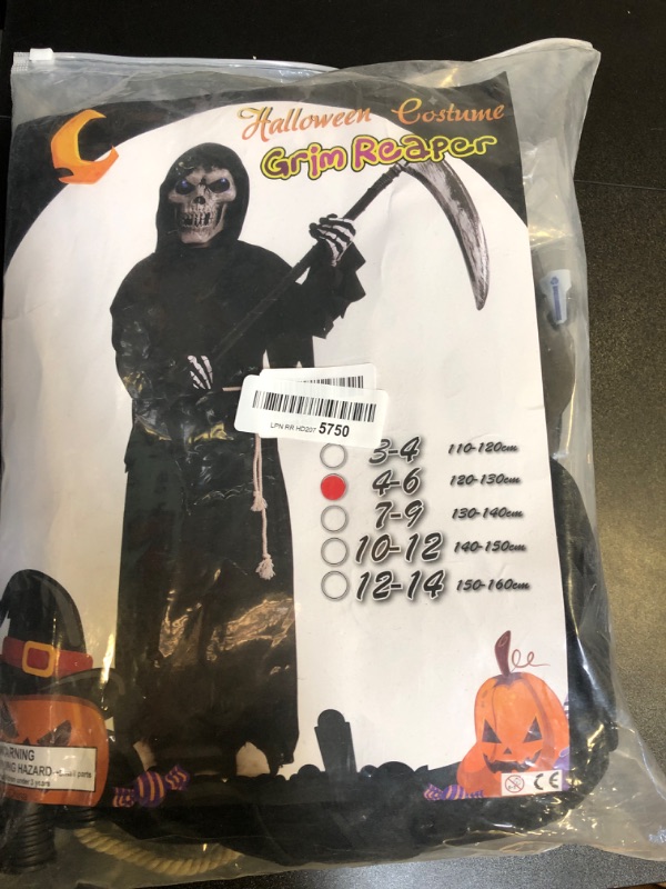 Photo 1 of kids grim reaper costume - 
 size - 4/6 years - 120/130 cm 